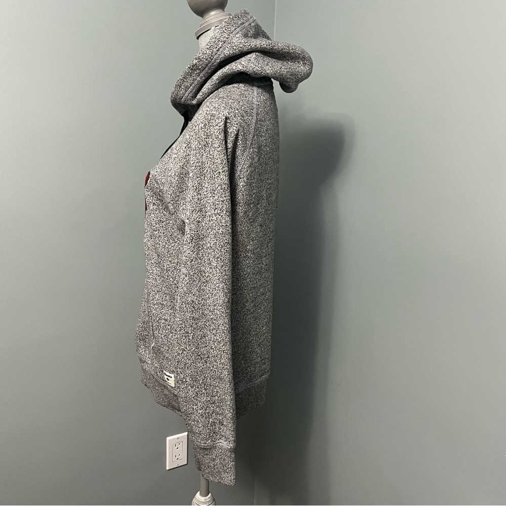 ROOTS men’s maple leaf pullover hoodie sweatshirt size XS grey red Buffalo plaid - Picture 9 of 14